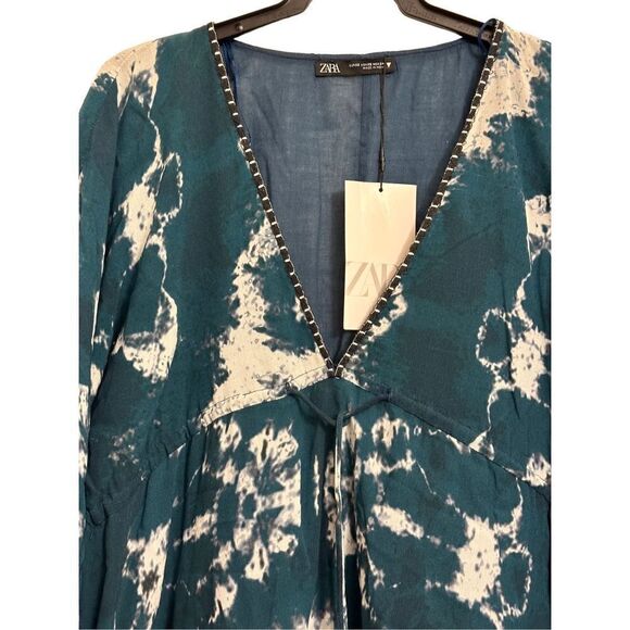 Zara Xsmall oversized Mini Tie-Dye Dress - Blue - Picture 4 of 16